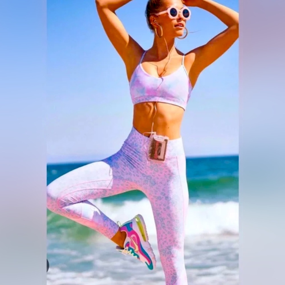 LoveShackFancy x Bandier Tie Dye Floral Mixed Print Leggings